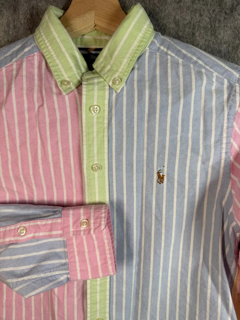 EUC Ralph Lauren Boys 10-12 Multicolor Pastel Striped Button Down Shirt Colorful